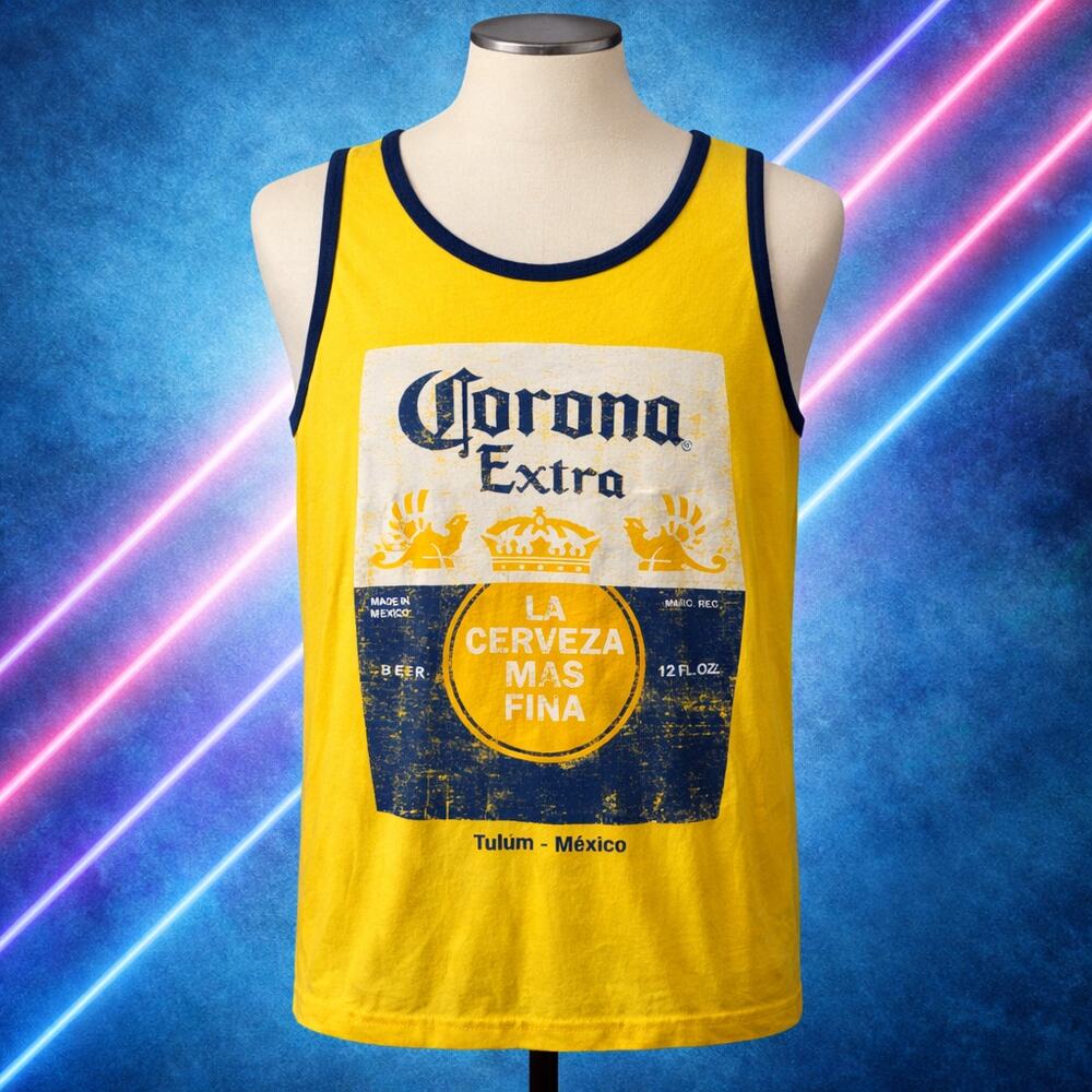 Corona Extra Officially Licensed Gold Ringer Tank Top L